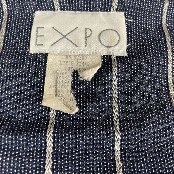 Vintage Expo Womens Striped Suit Jacket with Zip Pockets Size M - Picture 7 of 7